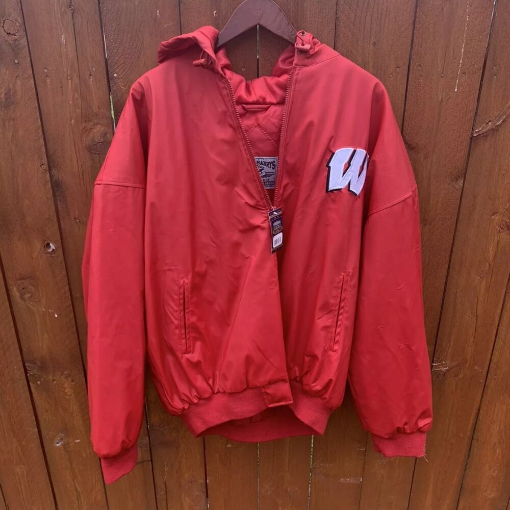 Wisconsin Badgers Steve and Barry Faux Leather Heavy Jacket, XL, Red, NEW #DT